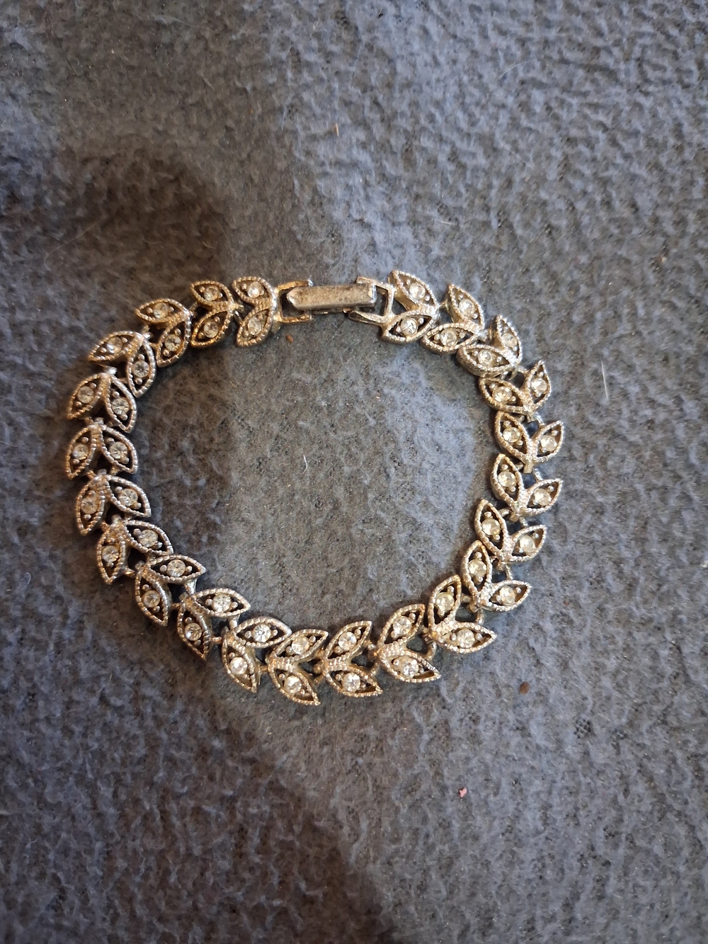 Silver Tone Leaf Crystal Bracelet - Women Jewelry
